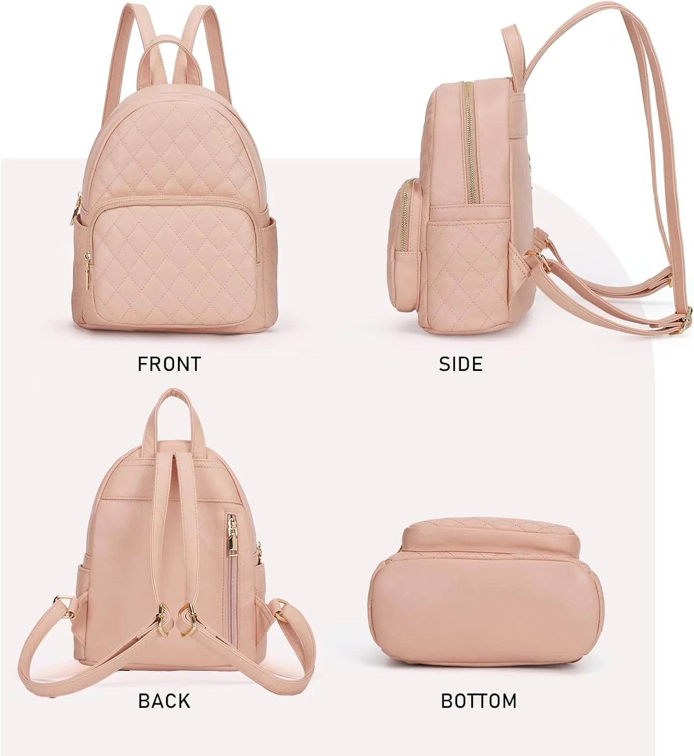 KL928 Quilted Mini Backpack for Women, PU Leather Backpack Purse Designer Satchel Bag, Small Casual Daypack for Ladies