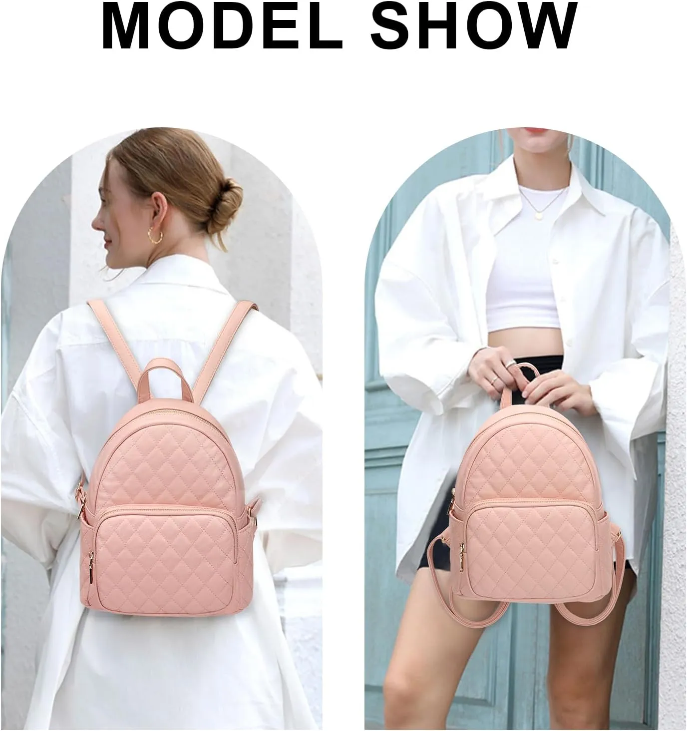KL928 Quilted Mini Backpack for Women, PU Leather Backpack Purse Designer Satchel Bag, Small Casual Daypack for Ladies