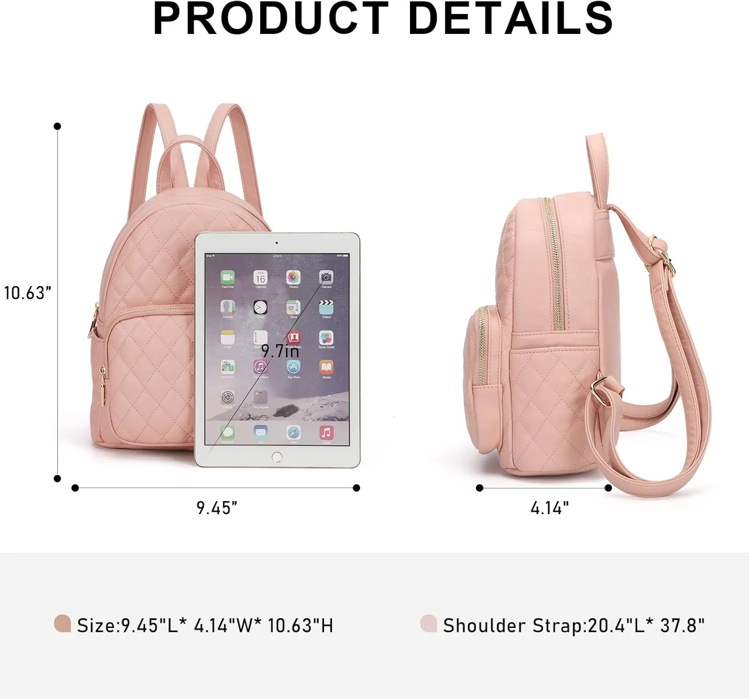 KL928 Quilted Mini Backpack for Women, PU Leather Backpack Purse Designer Satchel Bag, Small Casual Daypack for Ladies