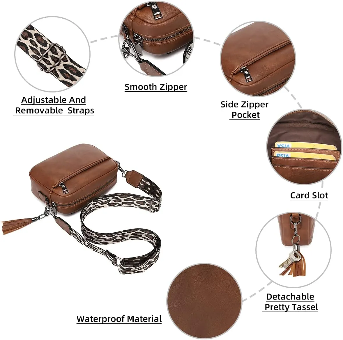 KL928 Small Crossbody Bag for Women, Soft FAUX Leather Cell Phone Purse，Adjustable Strap Shoulder Handbags Wallet Purse