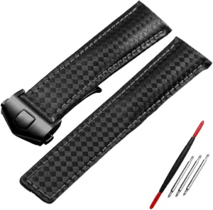 KLVN Carbon fiber pattern Genuine Leather Strap 20mm 22m for tag he-uer F1 watchband wristwatches band leather watch bracelet