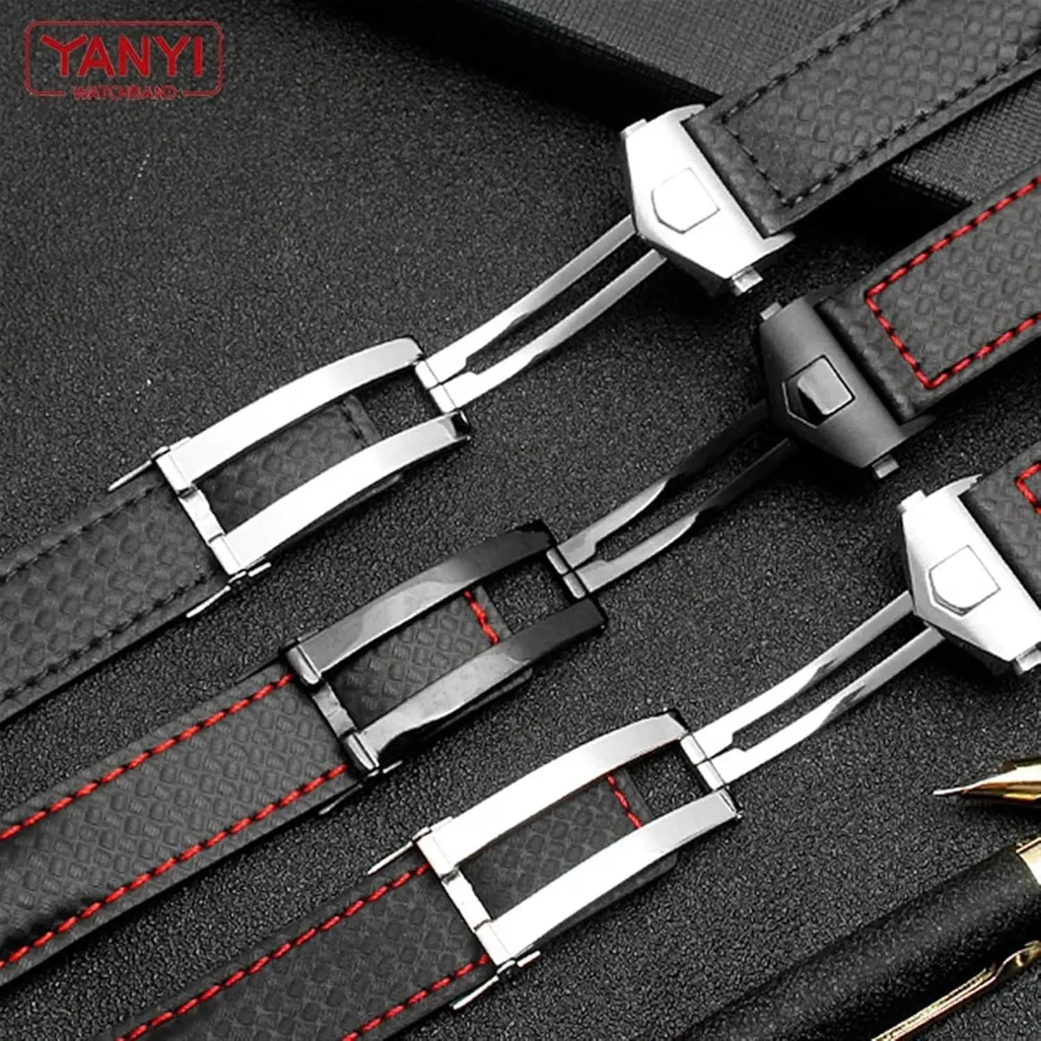 KLVN Carbon fiber pattern Genuine Leather Strap 20mm 22m for tag he-uer F1 watchband wristwatches band leather watch bracelet