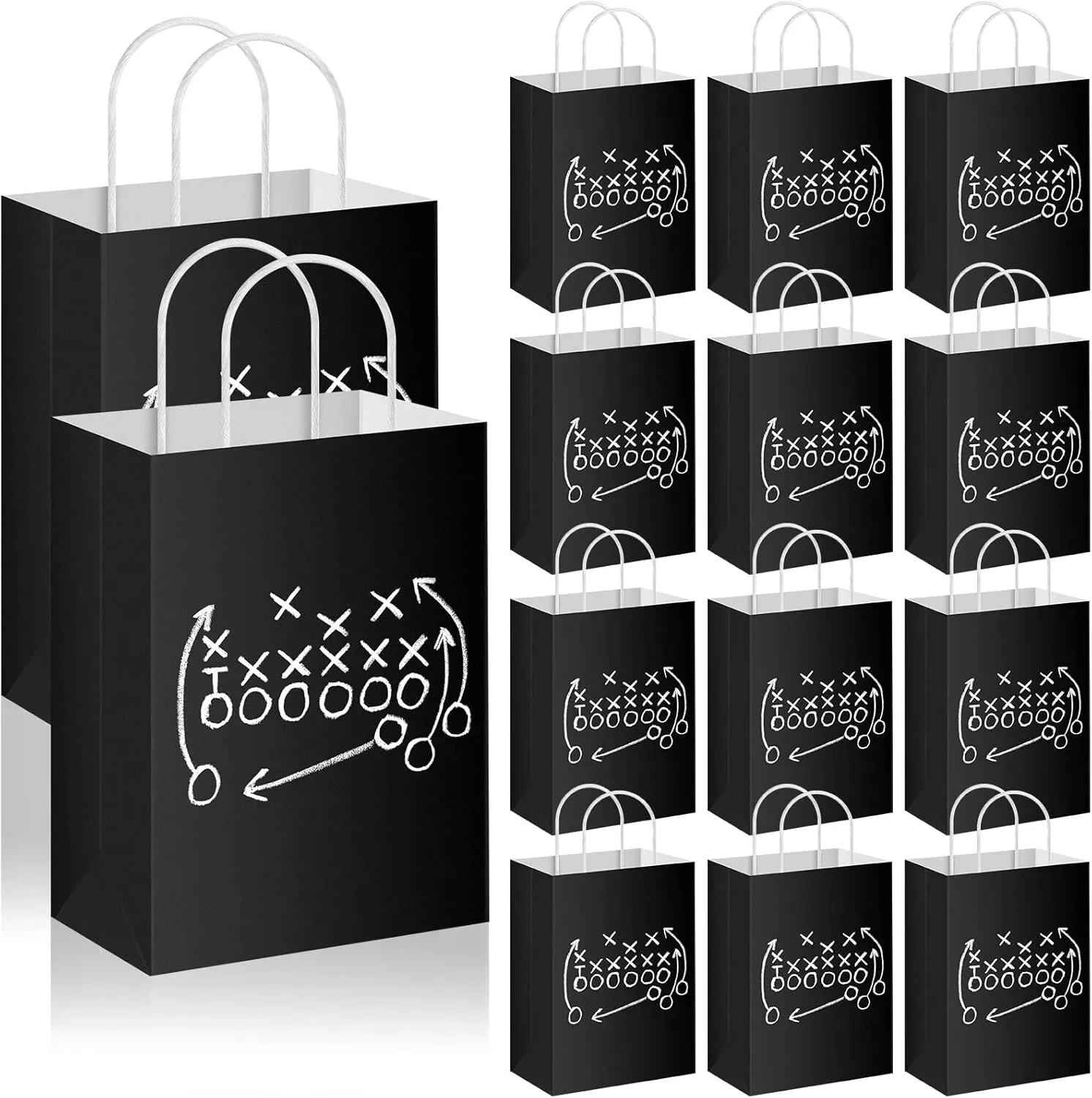Kolldenn 24 Pcs Football Party Favor Paper Bags with Handles Football Themed Party Gift Bags Football Goodie Bags Football Treat Bags Football Candy Snack Bag Football Theme Party Decorations for Team