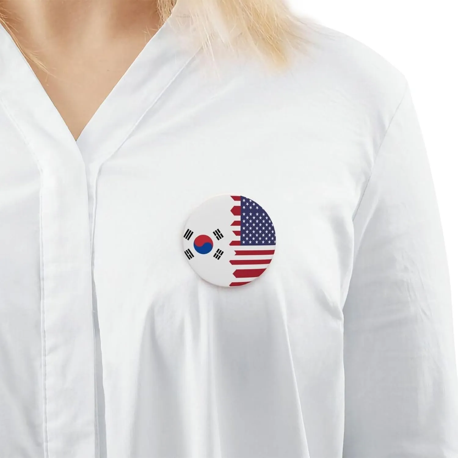 Korean American Half Flag Express Your Unique Style with Our Fashionable Round Badges