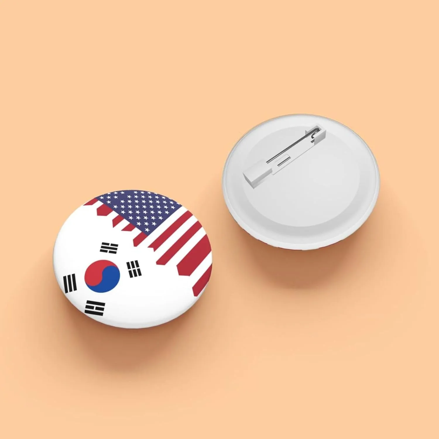 Korean American Half Flag Express Your Unique Style with Our Fashionable Round Badges