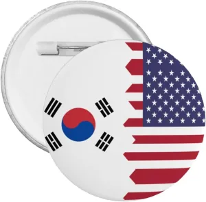 Korean American Half Flag Express Your Unique Style with Our Fashionable Round Badges