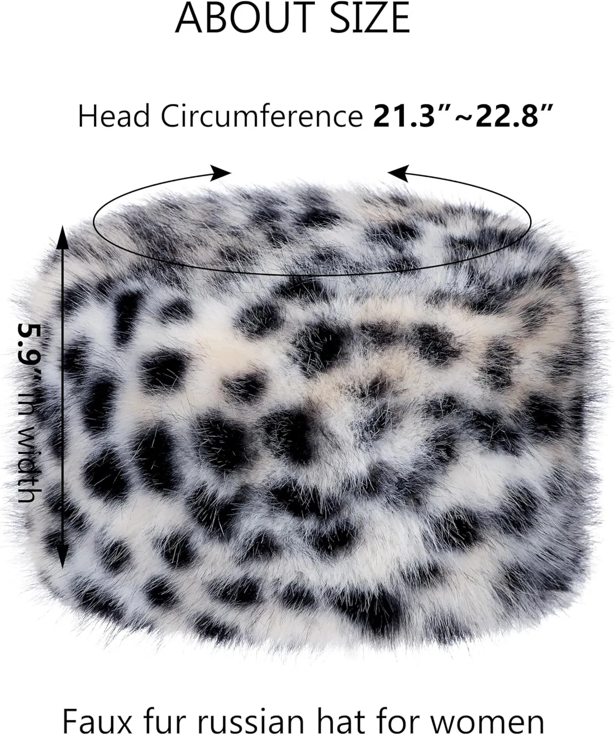 LA CARRIE Women's Faux Fur Hat for Winter with Stretch Cossack Russian Style White Warm Cap