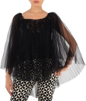 Lace-Embroidered Charmeuse Tunic Top, Brand Size 2