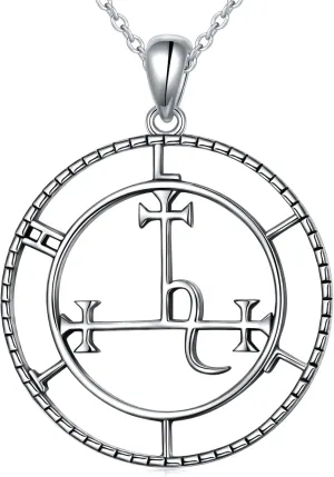 Ladytree Sigil of Lilith Necklace S925 Sterling Silver Vintage Oxidized Sigil of Lilith Pendant Necklace Gifts for Women Rolo Chain 18 2 inches