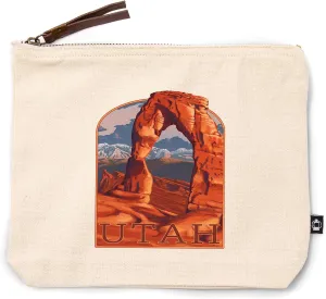 Lantern Press Utah, Delicate Arch, 100% Cotton Zipper Pouch, Travel Accessory, Go Bag