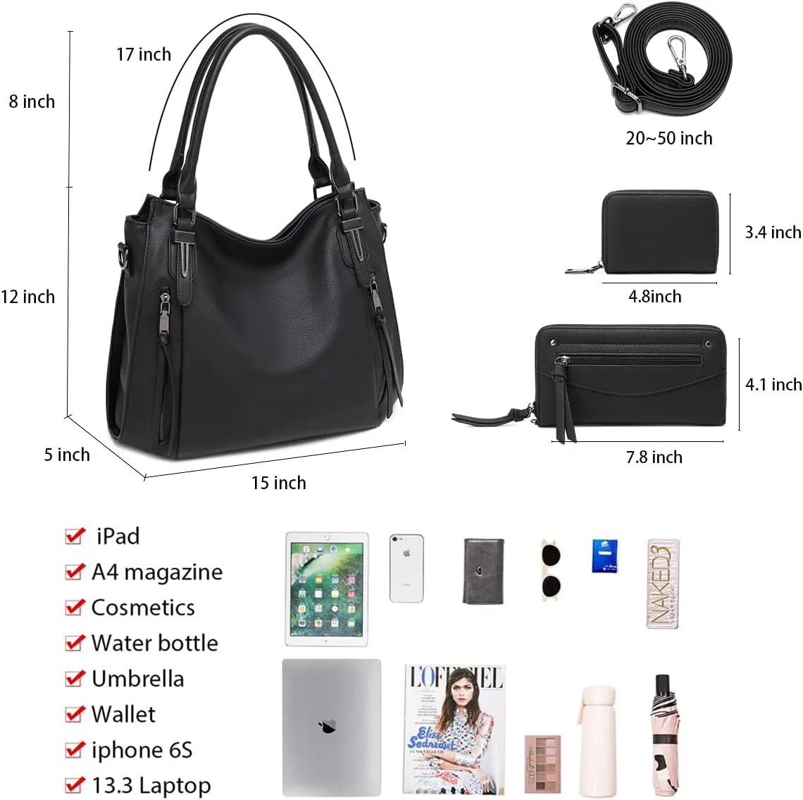 lapsting Hobo Bags for Women Handbags Purse Ladies Boho Shoulder Bag Crossbody Purses Faux Leather