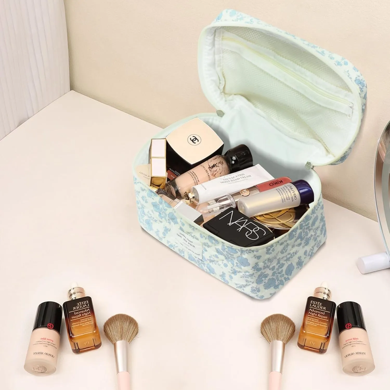 Large Makeup Bag, Cute Cosmetic Bag for Women Girls, Floral Coquette Aesthetic Toiletry Bag, Travel Make Up Organizer Bag(Multicolor)