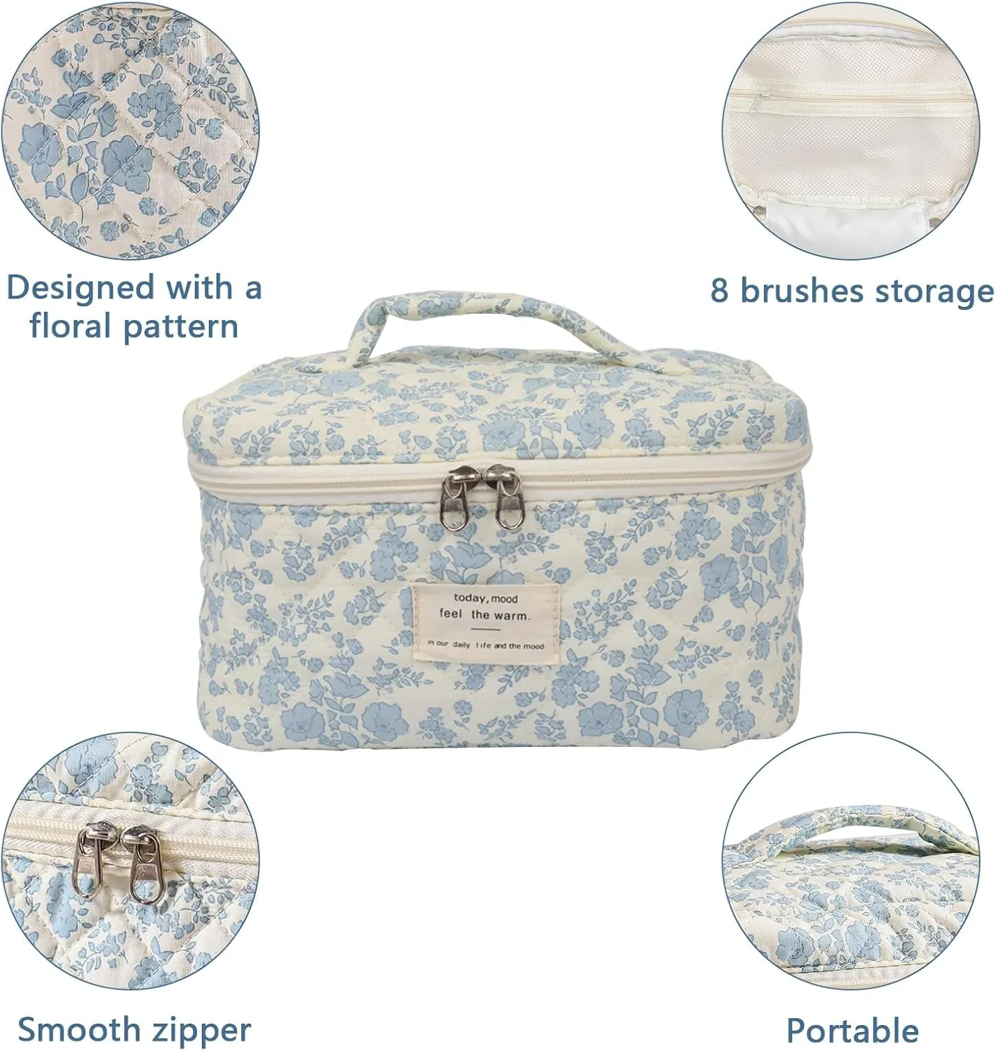 Large Makeup Bag, Cute Cosmetic Bag for Women Girls, Floral Coquette Aesthetic Toiletry Bag, Travel Make Up Organizer Bag(Multicolor)