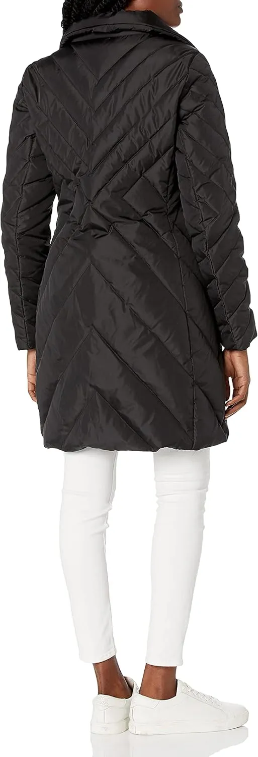 Larry Levine Women's Mid-Length Down Coat with Hood
