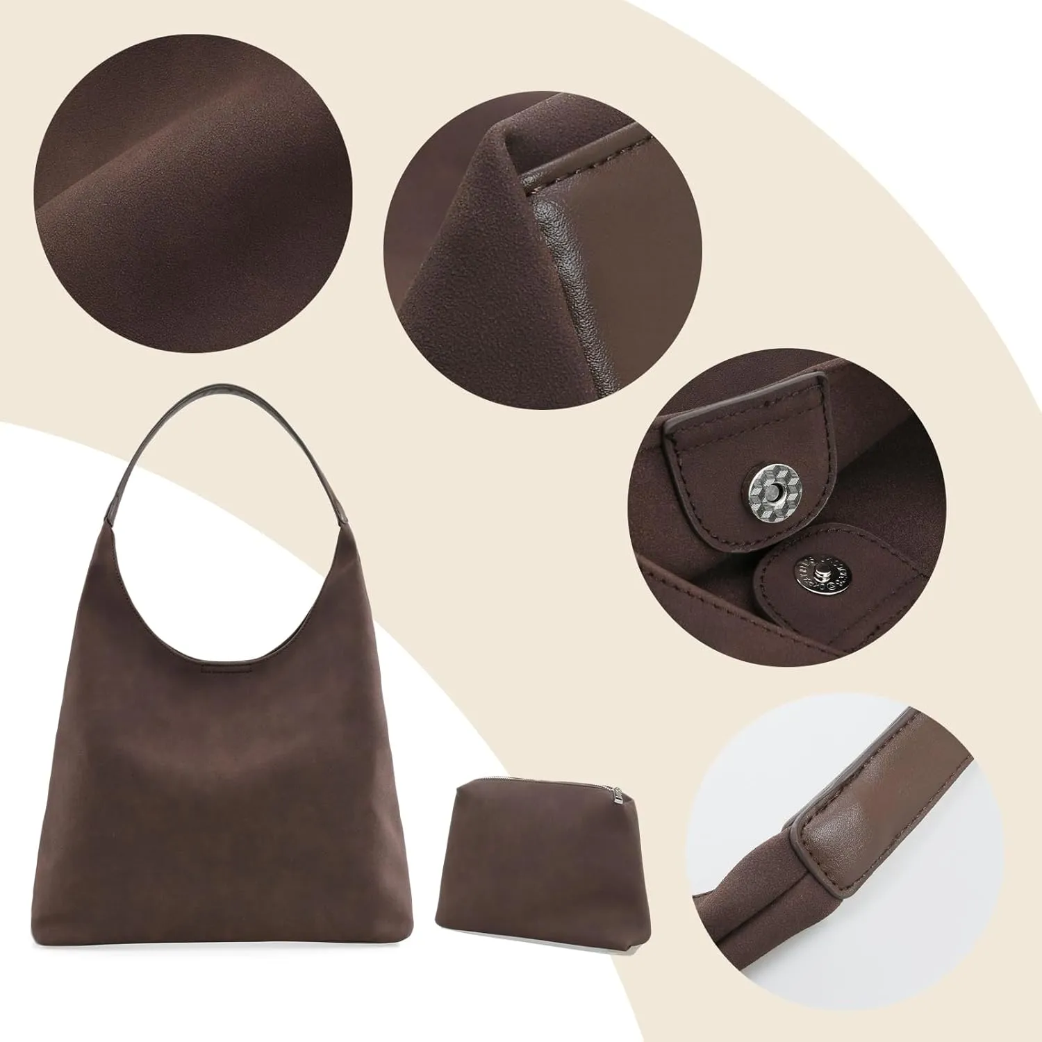 Leather Bag for Women Hobo Bag Handle Handbag Soft Shoulder Purse Large Handbag for Everyday Travel Durable Purse
