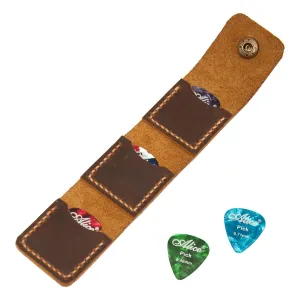 Leather Guitar Pick Holder, Guitar Pick Case, Leather Pick Bag, Gift for Guitarist, Guitar Accessories, Guitar Pick Sleeve (Brown)
