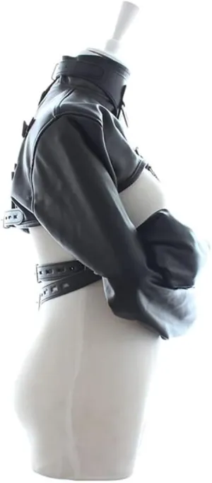 Leather Straight Jacket Sports Armor, Soft Hand Cross Arm Guard Sleeve, Adjustable Novelty Fancy Costume Performance Jacket (Weight<70 kg (155 Lb))