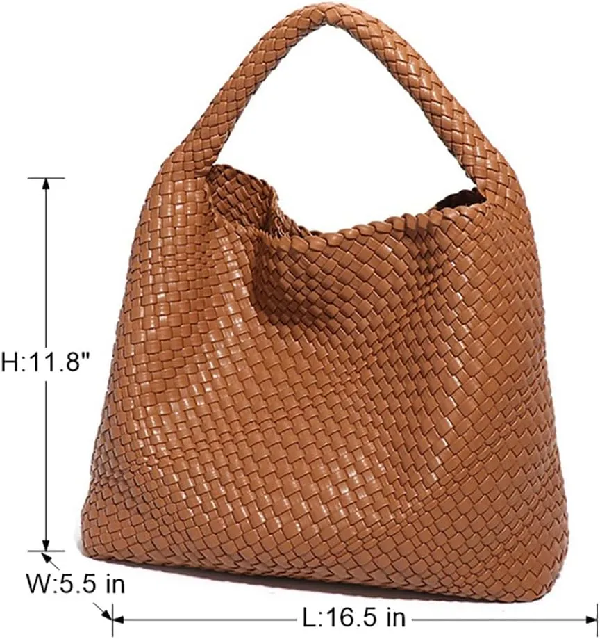 Leather Weave Purses For Women Fashion Shoulder Hobo Bags Woven Tote Handbag Top Handle Bucket Bags