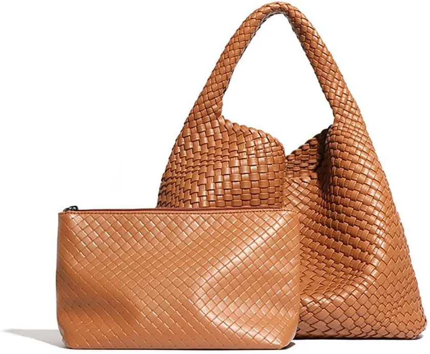 Leather Weave Purses For Women Fashion Shoulder Hobo Bags Woven Tote Handbag Top Handle Bucket Bags