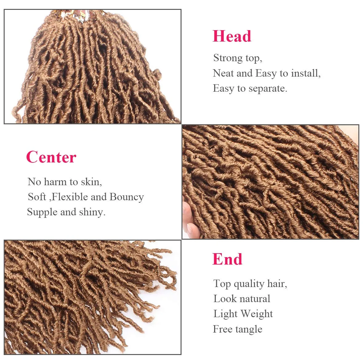 Leeven 18 Inch Synthetic Pre-looped Soft Locs Crochet Braids Hair 7 Packs Extend 27# Blonde Soft Faux Locs Crochet Braiding Hair for Women Curly Wavy Goddess Locs Crochet Hair Extensions