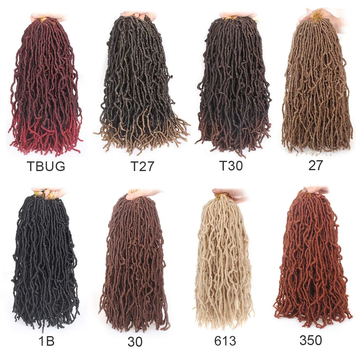 Leeven 18 Inch Synthetic Pre-looped Soft Locs Crochet Braids Hair 7 Packs Extend 27# Blonde Soft Faux Locs Crochet Braiding Hair for Women Curly Wavy Goddess Locs Crochet Hair Extensions