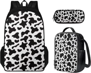 Leopard Print Kids Backpack for Girls Age 8-12 Backpack for School 17 Inch Lightweight Laptop RucksackReusable Lunch Bag Pencil Case for Secondary Schools