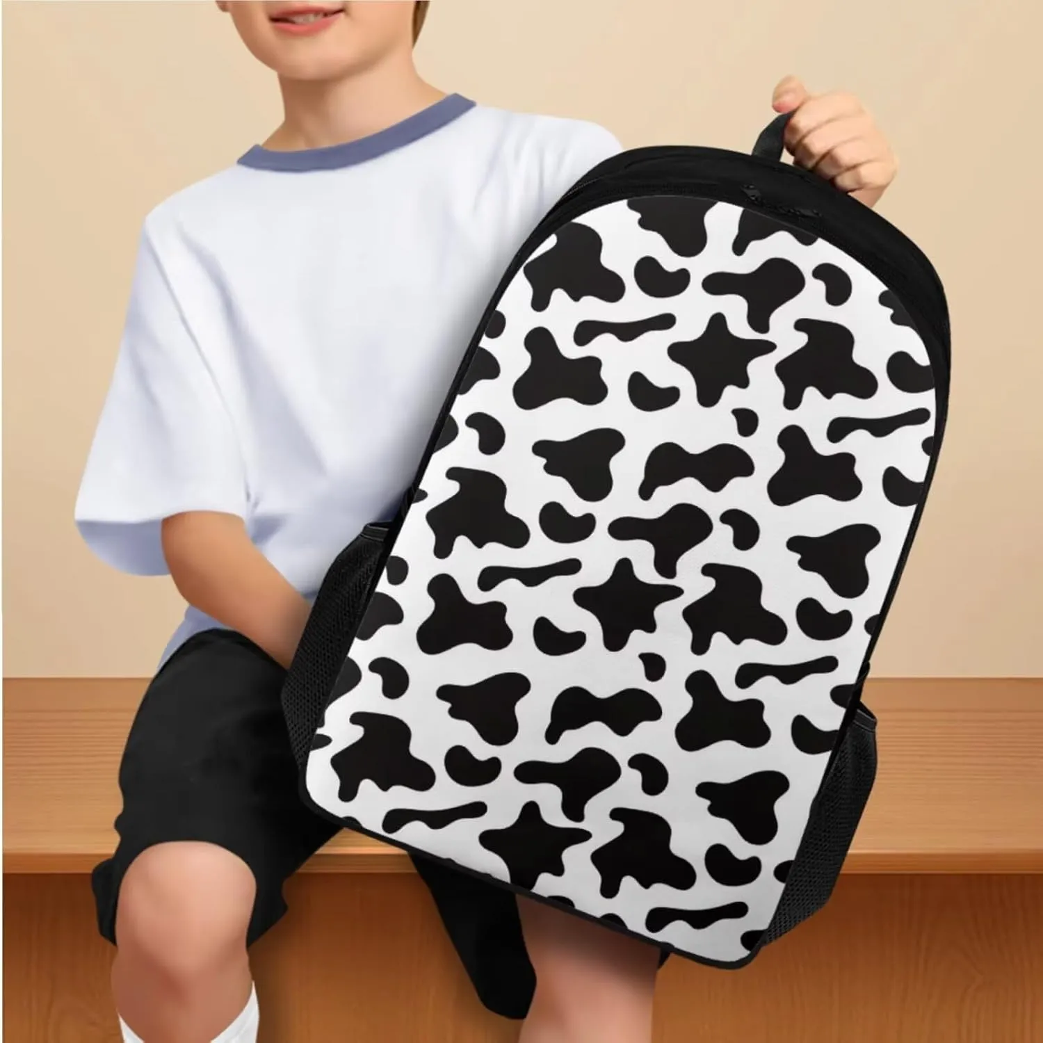 Leopard Print Kids Backpack for Girls Age 8-12 Backpack for School 17 Inch Lightweight Laptop RucksackReusable Lunch Bag Pencil Case for Secondary Schools
