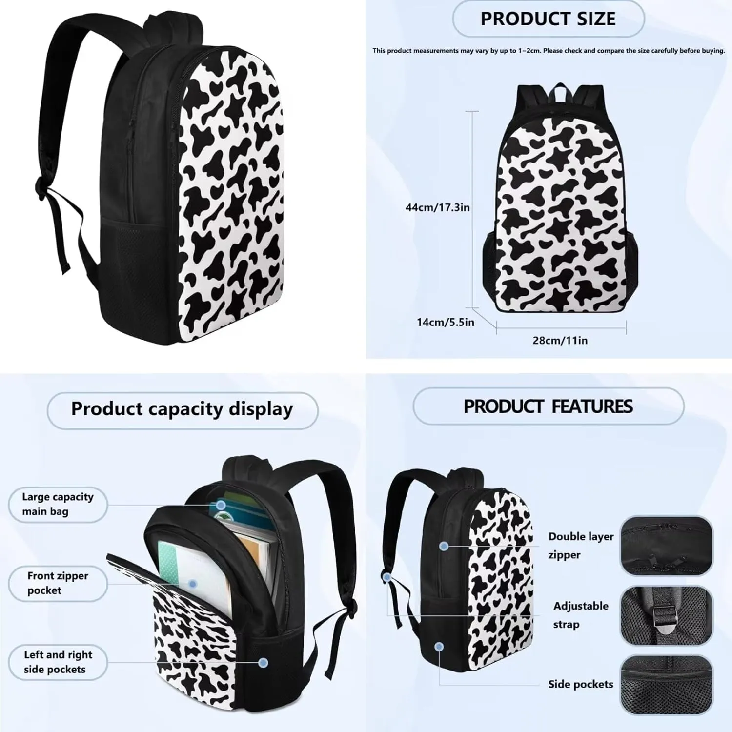 Leopard Print Kids Backpack for Girls Age 8-12 Backpack for School 17 Inch Lightweight Laptop RucksackReusable Lunch Bag Pencil Case for Secondary Schools