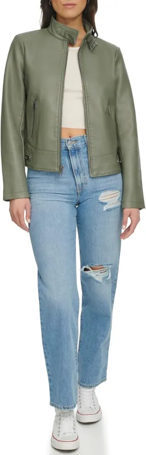 Levi's womens Faux Leather Motocross Racer Jacket (Standard and Plus)