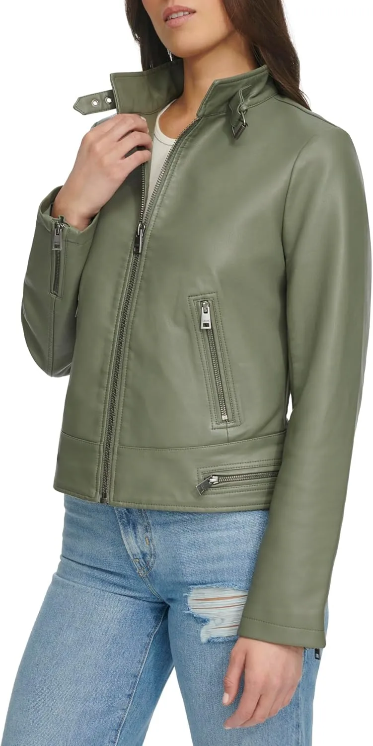 Levi's womens Faux Leather Motocross Racer Jacket (Standard and Plus)