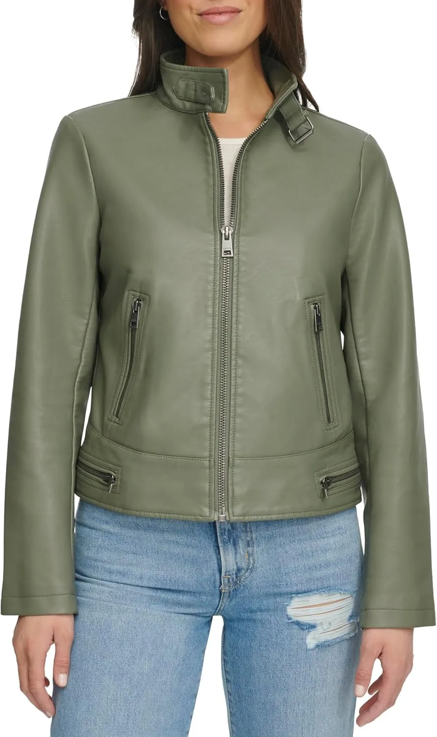 Levi's womens Faux Leather Motocross Racer Jacket (Standard and Plus)