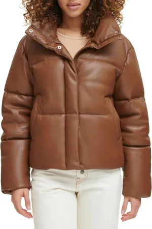 Levi's Women's Vegan Leather Quilted Shorty Puffer