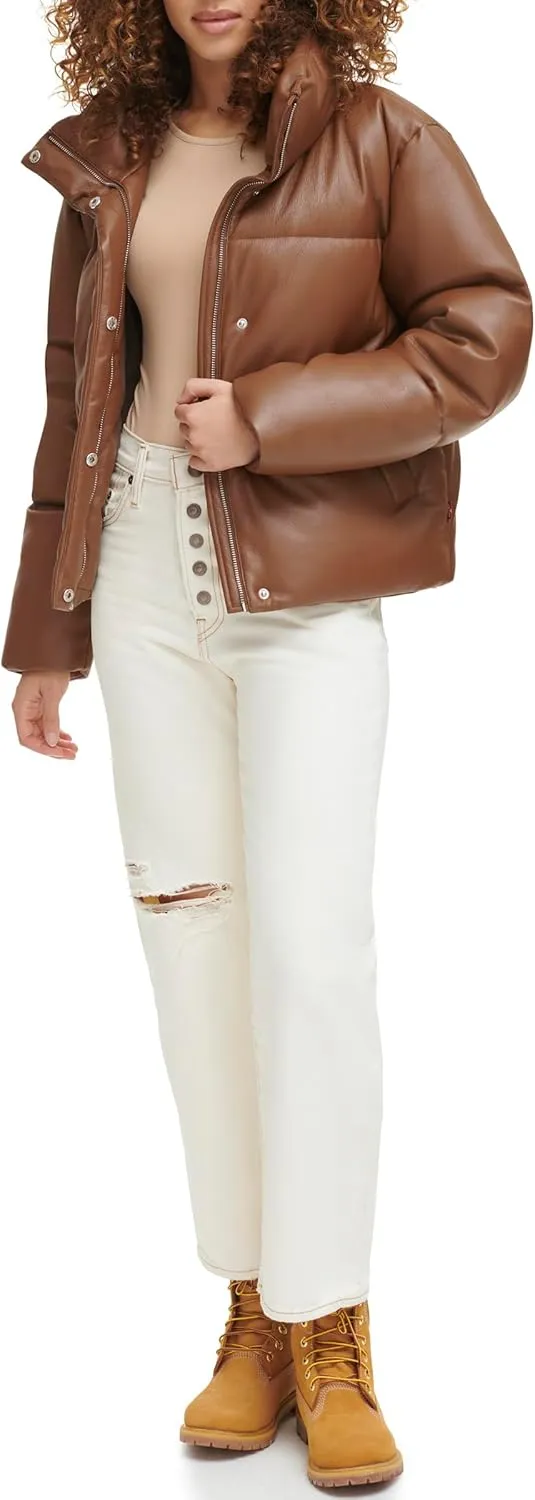 Levi's Women's Vegan Leather Quilted Shorty Puffer