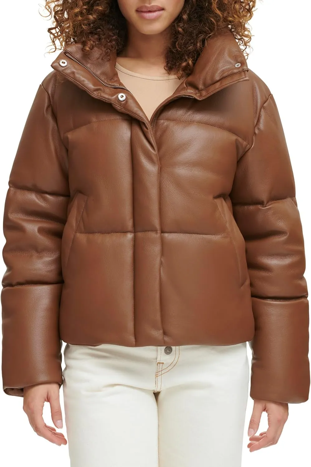 Levi's Women's Vegan Leather Quilted Shorty Puffer