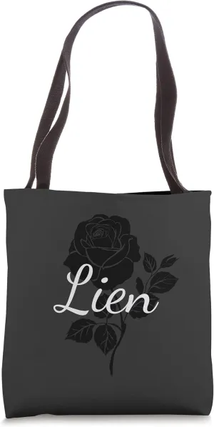Lien - Custom Black Rose Gray Floral Personalized Tote Bag
