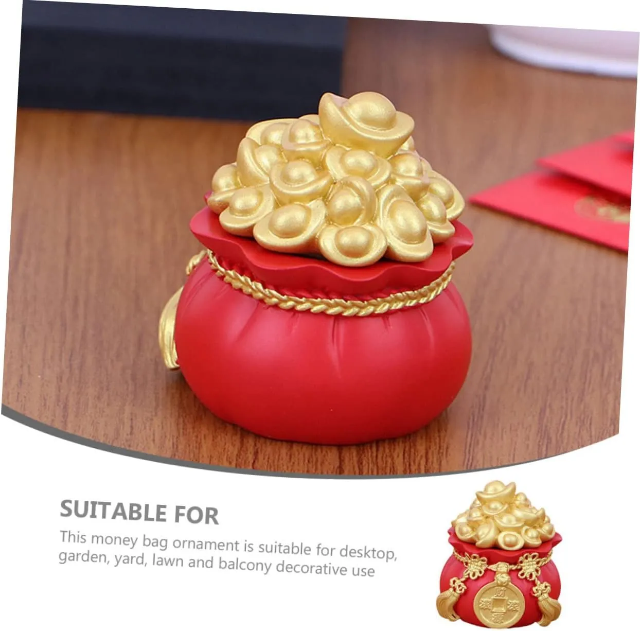 LIFKOME 3pcs Lucky Money Bag Decoration Home Accessories Feng Shui Money Bag Housewarming Wealth Money Bank Feng Shui Treasure Bowl Statue Jar Car Decor Desktop Office Resin Crafts