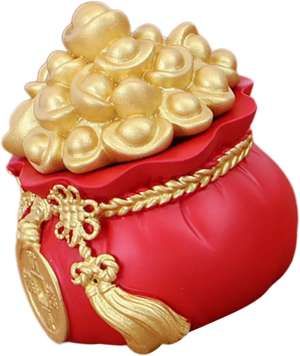 LIFKOME 3pcs Lucky Money Bag Decoration Home Accessories Feng Shui Money Bag Housewarming Wealth Money Bank Feng Shui Treasure Bowl Statue Jar Car Decor Desktop Office Resin Crafts