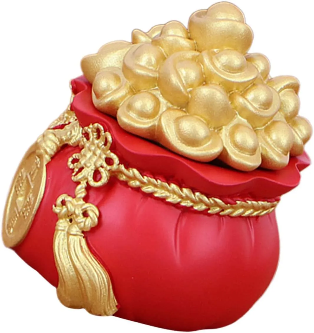 LIFKOME 3pcs Lucky Money Bag Decoration Home Accessories Feng Shui Money Bag Housewarming Wealth Money Bank Feng Shui Treasure Bowl Statue Jar Car Decor Desktop Office Resin Crafts