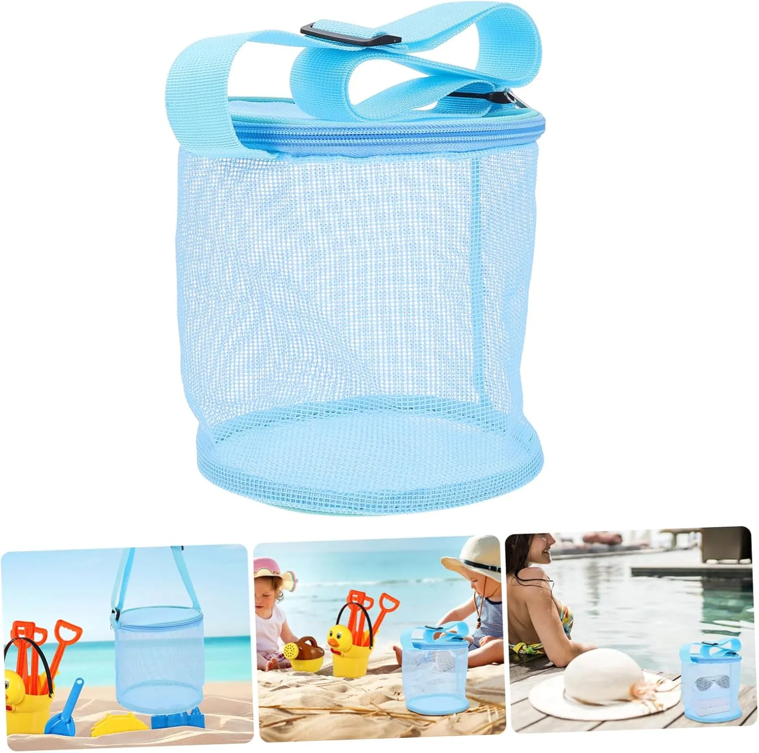 Lightweight Storage Bag Mesh Beach Bag Seashell Theme for Boys and Girls' Toys and Collectibles