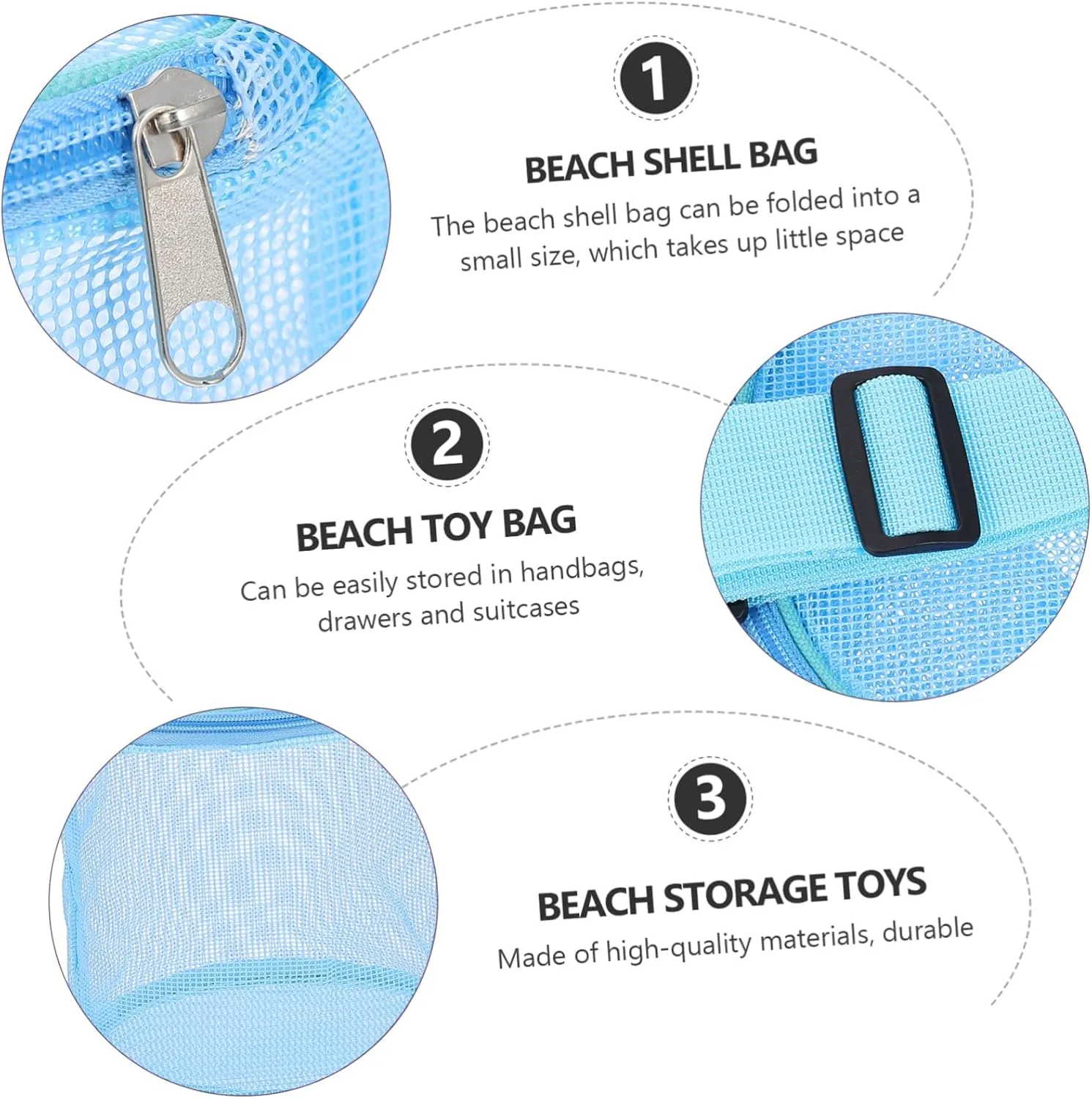 Lightweight Storage Bag Mesh Beach Bag Seashell Theme for Boys and Girls' Toys and Collectibles