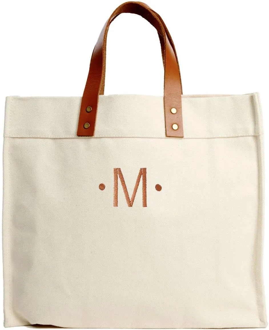 Lillian Vernon Signature Monogrammed Cotton Canvas Tote - 15" W x 13" H x 6.5" D heavy canvas handbag tote