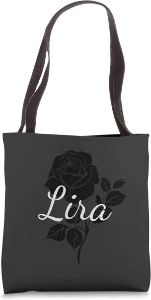 Lira - Custom Black Rose Gray Floral Personalized Tote Bag