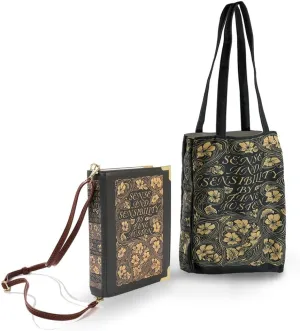 Literary Themed Bag Collection-Sense and Sensibility |Black Set|Stylish&Unique Tote&Bookcover Shoulder Bags|Canvas&Pu Leather |Eco-Friendly|Practical Reusable|Literary Enthusiasts