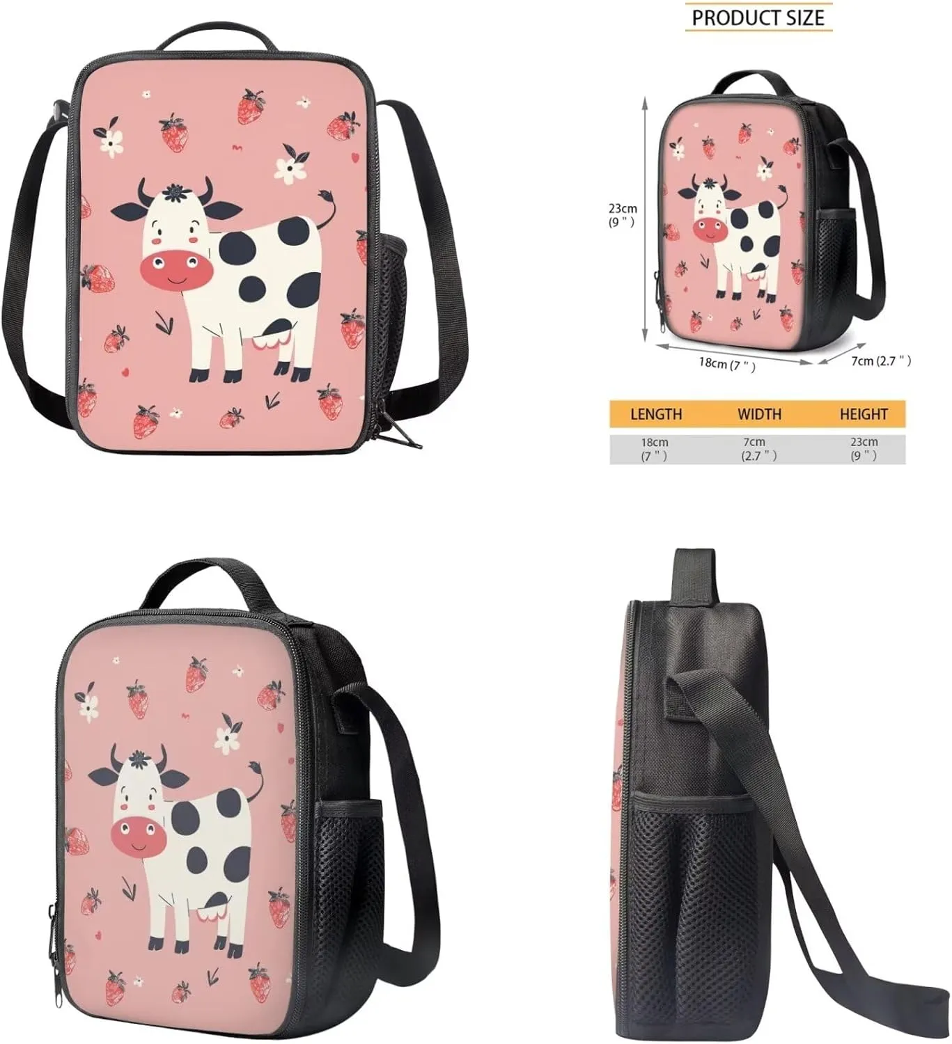 Lovely Cow Print Travel Backpack for Kids 9-15 Years Old Tote Bag for Children Waterproof Portable Multi-Functional School Bag for for Outdoor Picnic Hiking Vacation