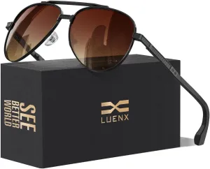 LUENX Aviator Sunglasses for Men Polarized Driving Trendy Retro Sun Glasses UV400 Protection