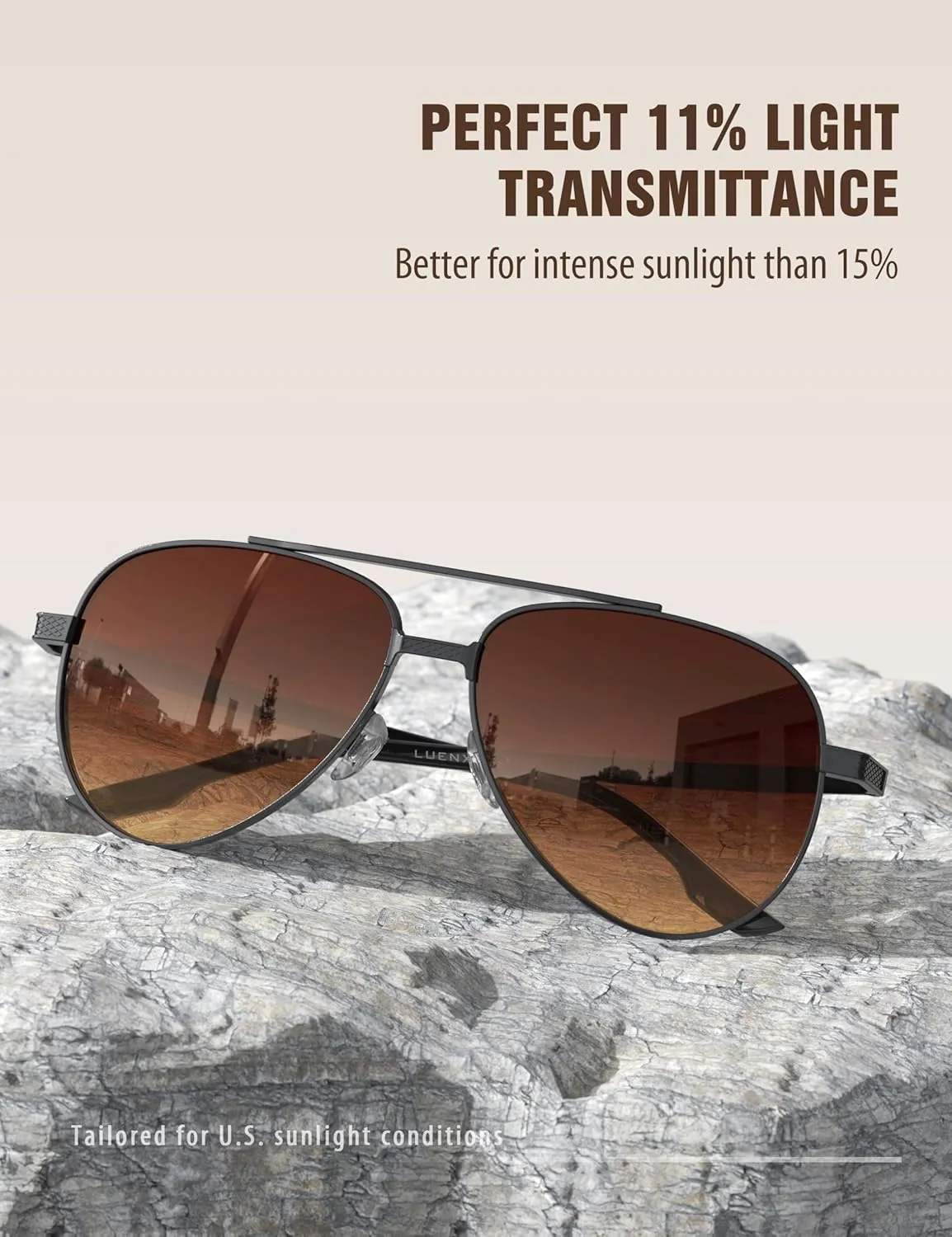 LUENX Aviator Sunglasses for Men Polarized Driving Trendy Retro Sun Glasses UV400 Protection