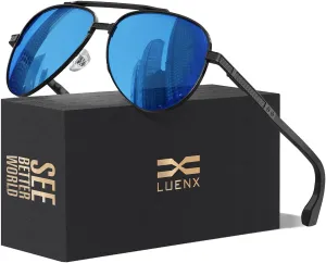 LUENX Aviator Sunglasses for Men Polarized Driving Trendy Retro Sun Glasses UV400 Protection