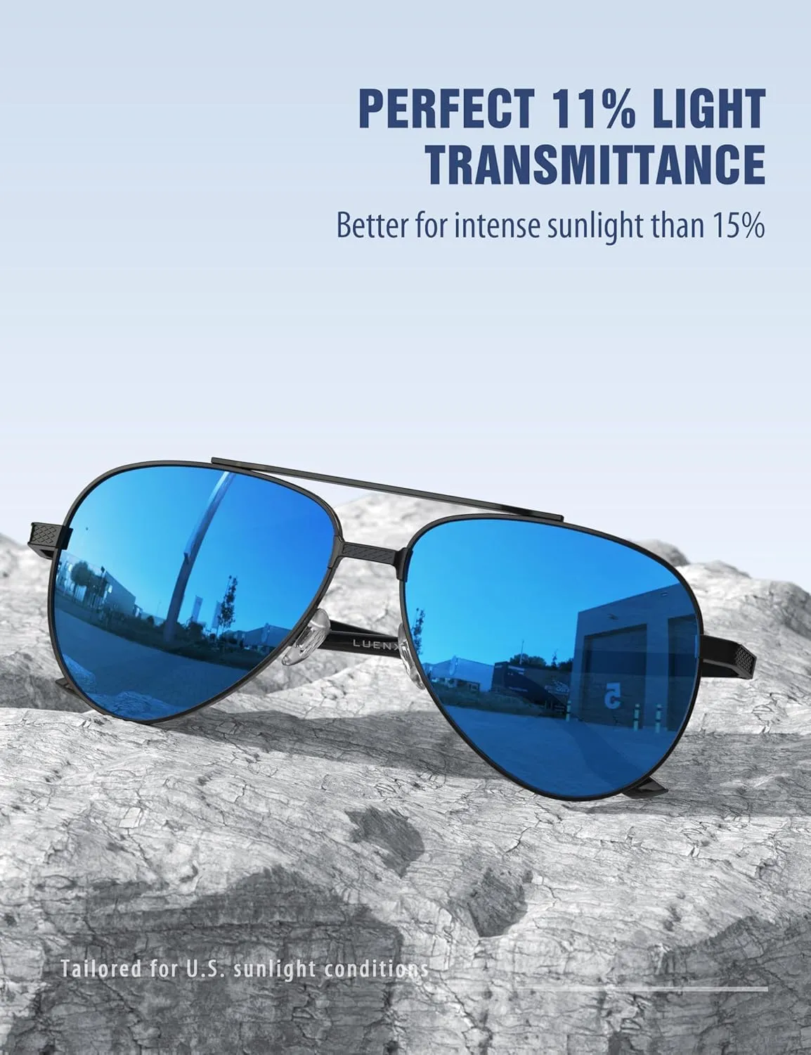 LUENX Aviator Sunglasses for Men Polarized Driving Trendy Retro Sun Glasses UV400 Protection