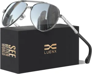 LUENX Aviator Sunglasses for Men Polarized Driving Trendy Retro Sun Glasses UV400 Protection