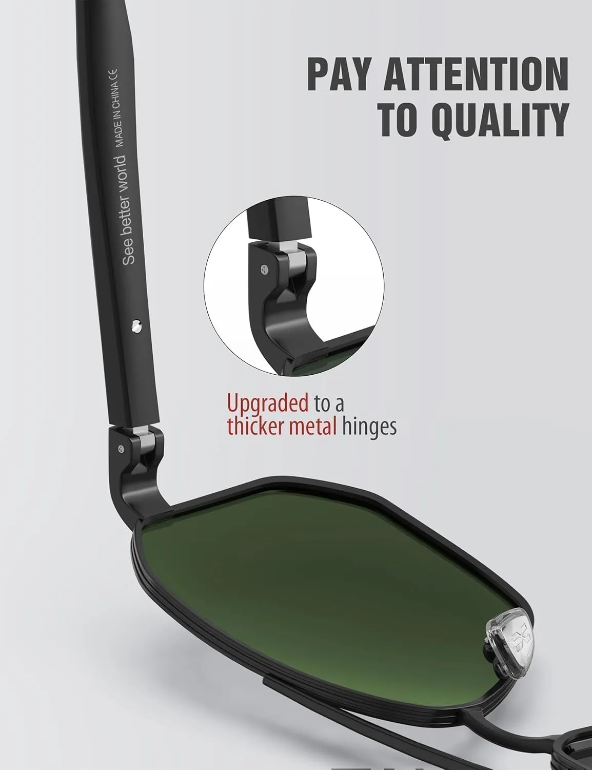 LUENX Aviator Sunglasses for Men Square Polarized Polygon Lens - UV 400 Protection with Accessories 61MM Driving Outdoor